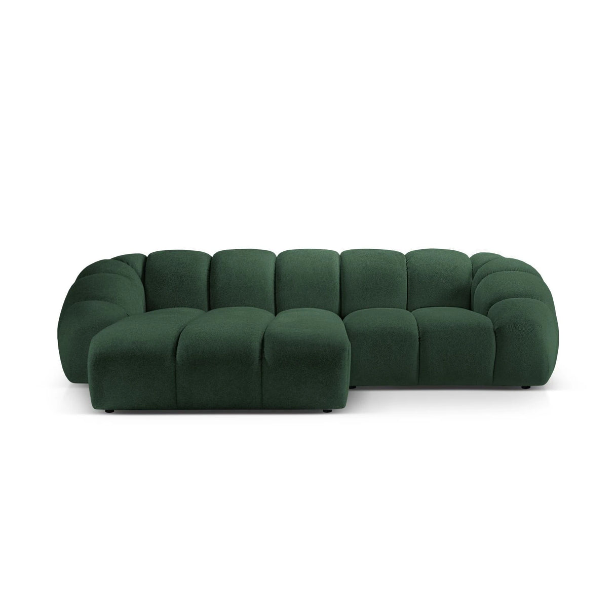 Diana 3-Sitzer Ecksofa Links, mit Bezug aus Strukturierter Stoff (Bub12) in Grün, 294x182 cm – Bild 1