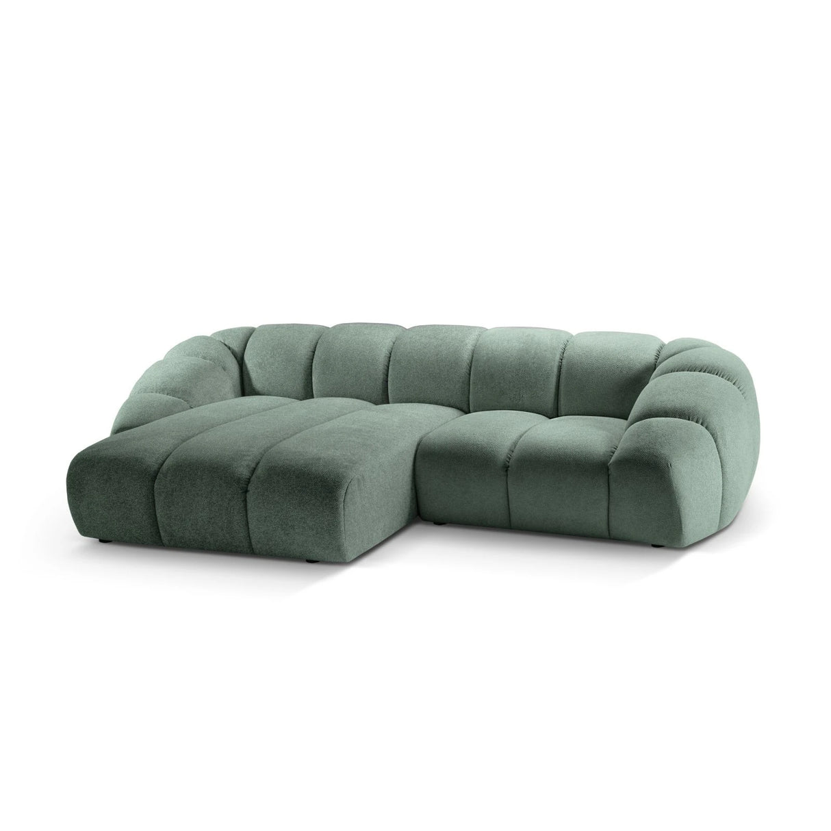 Diana 3-Sitzer Ecksofa Links, mit Bezug aus Strukturierter Stoff (Bub13) in Mint, 294x182 cm – Bild 4