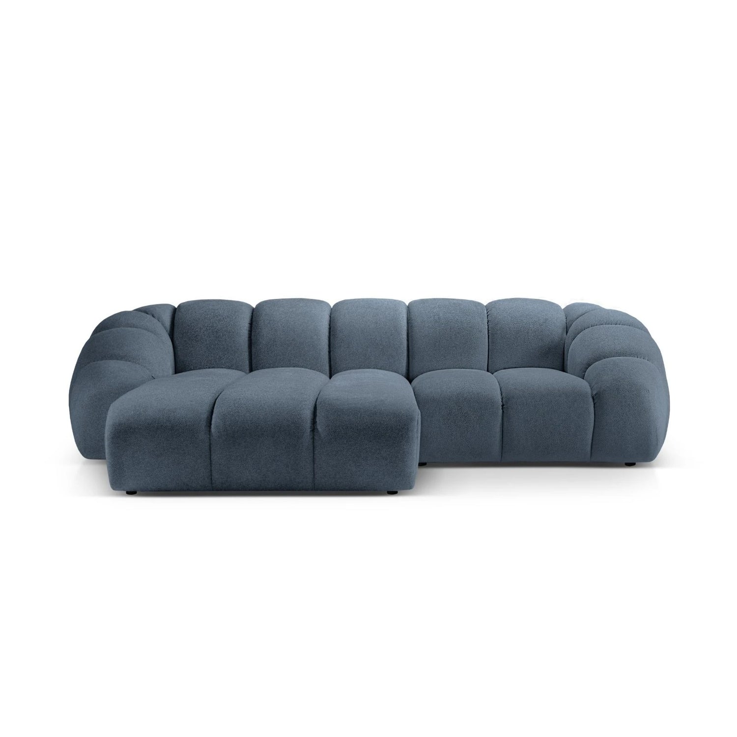 Diana 3-Sitzer Ecksofa Links, mit Bezug aus Strukturierter Stoff (Bub15) in Blau Jeans, 294x182 cm – Bild 1