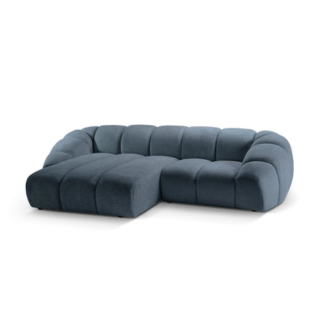 Diana 3-Sitzer Ecksofa Links, mit Bezug aus Strukturierter Stoff (Bub15) in Blau Jeans, 294x182 cm – Bild 4