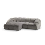 Diana 3-Sitzer Ecksofa Links, mit Bezug aus Strukturierter Stoff (Bub7) in Hellgrau, 294x182 cm – Bild 4