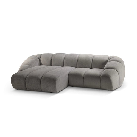 Diana 3-Sitzer Ecksofa Links, mit Bezug aus Strukturierter Stoff (Bub7) in Hellgrau, 294x182 cm – Bild 4