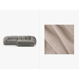 Diana 3-Sitzer Ecksofa Rechts, mit Bezug aus Samt (Sal1) in Beige, 294x182 cm – Bild 1