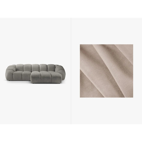 Diana 3-Sitzer Ecksofa Rechts, mit Bezug aus Samt (Sal1) in Beige, 294x182 cm – Bild 1