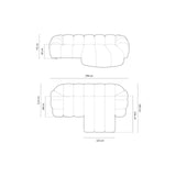 Diana 3-Sitzer Ecksofa Rechts, mit Bezug aus Samt (Sal1) in Beige, 294x182 cm – Bild 2