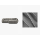 Diana 3-Sitzer Ecksofa Rechts, mit Bezug aus Samt (Sal17) in Grau, 294x182 cm – Bild 1