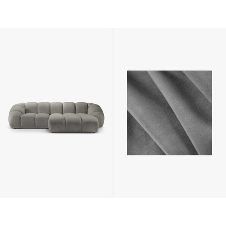 Diana 3-Sitzer Ecksofa Rechts, mit Bezug aus Samt (Sal17) in Grau, 294x182 cm – Bild 1