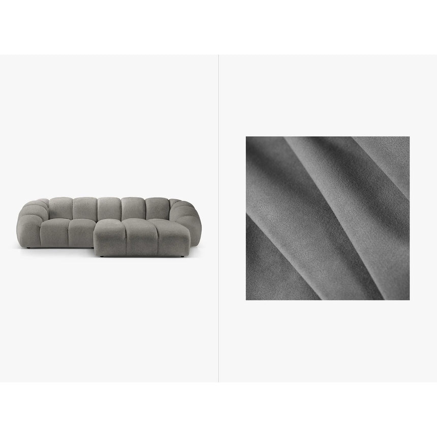 Diana 3-Sitzer Ecksofa Rechts, mit Bezug aus Samt (Sal17) in Grau, 294x182 cm – Bild 1