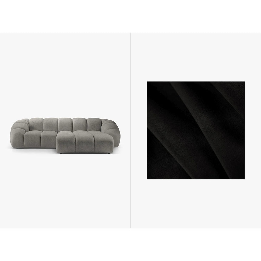 Diana 3-Sitzer Ecksofa Rechts, mit Bezug aus Samt (Sal19) in Schwarz, 294x182 cm – Bild 1