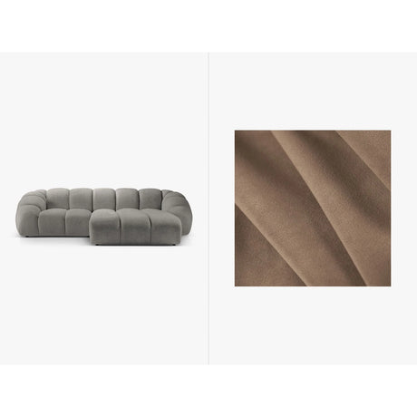 Diana 3-Sitzer Ecksofa Rechts, mit Bezug aus Samt (Sal3) in Grey Brown, 294x182 cm – Bild 1