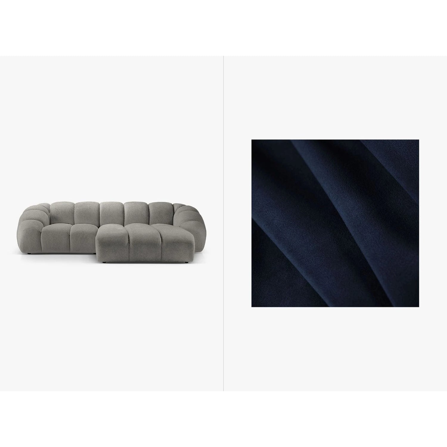 Diana 3-Sitzer Ecksofa Rechts, mit Bezug aus Samt (Sal5) in Königsblau, 294x182 cm – Bild 1