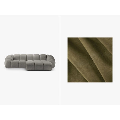 Diana 3-Sitzer Ecksofa Rechts, mit Bezug aus Samt (Sal8) in Grün, 294x182 cm – Bild 1