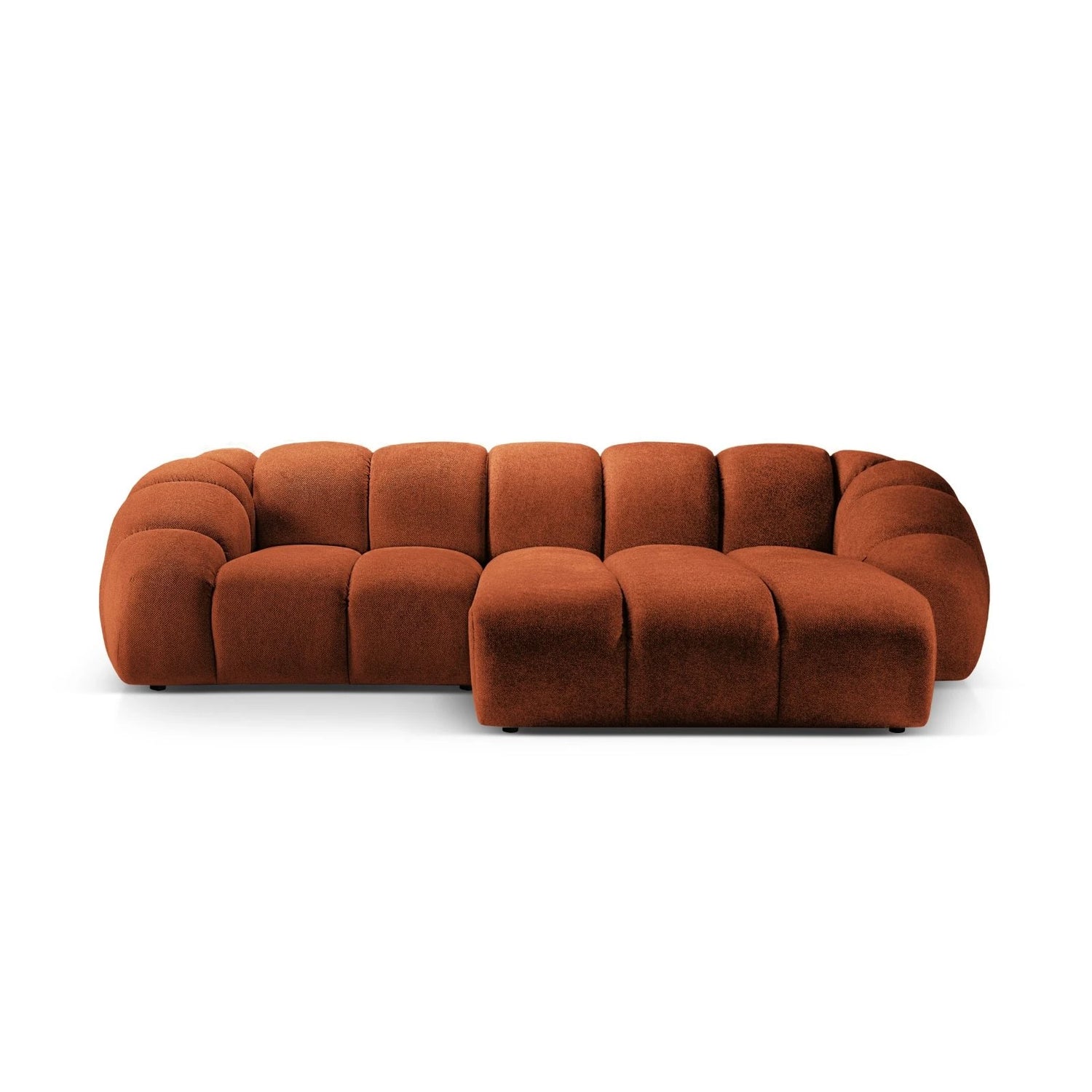 Diana 3-Sitzer Ecksofa Rechts, mit Bezug aus Strukturierter Stoff (Bub10) in Terrakotta, 294x182 cm – Bild 1