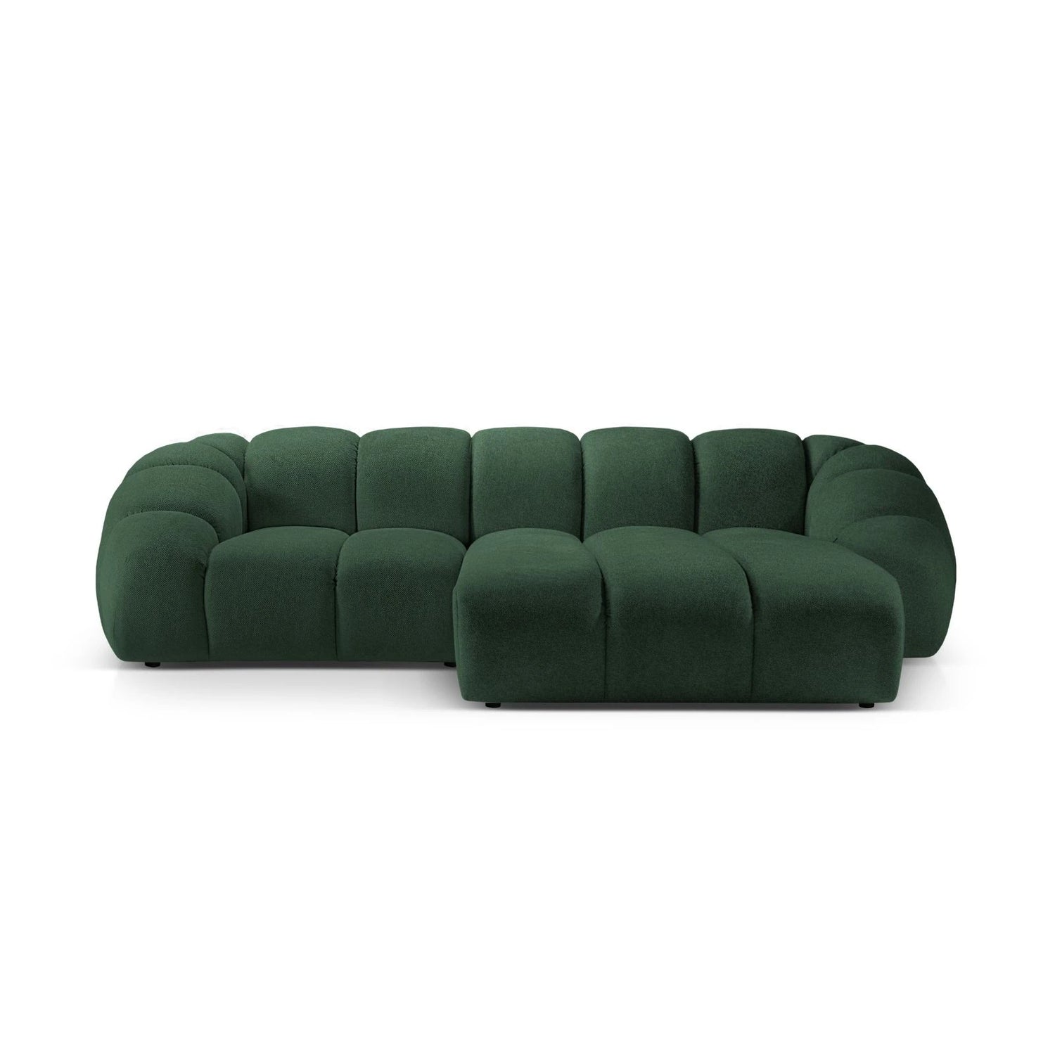 Diana 3-Sitzer Ecksofa Rechts, mit Bezug aus Strukturierter Stoff (Bub12) in Grün, 294x182 cm – Bild 1