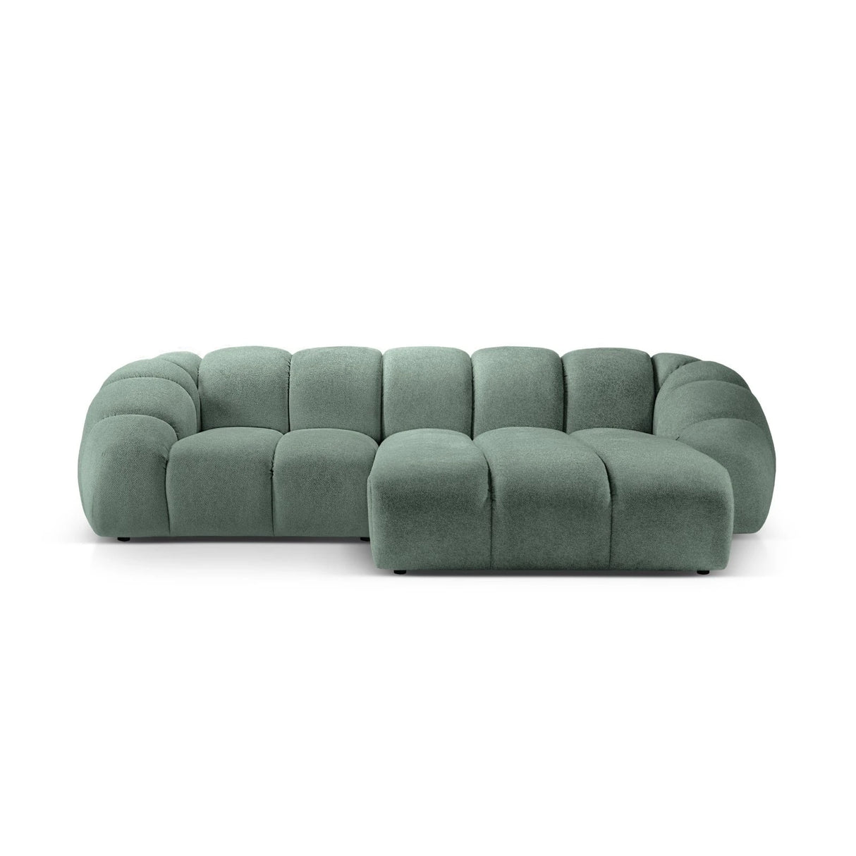 Diana 3-Sitzer Ecksofa Rechts, mit Bezug aus Strukturierter Stoff (Bub13) in Mint, 294x182 cm – Bild 1