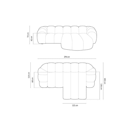 Diana 3-Sitzer Ecksofa Rechts, mit Bezug aus Strukturierter Stoff (Bub13) in Mint, 294x182 cm – Bild 3