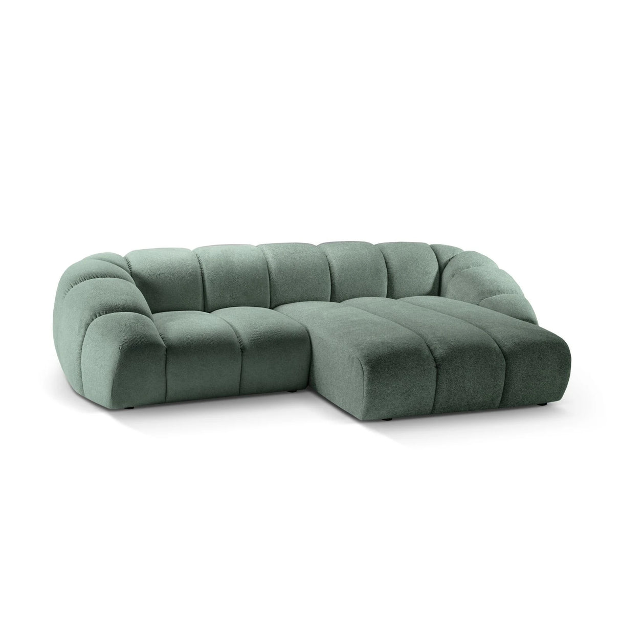 Diana 3-Sitzer Ecksofa Rechts, mit Bezug aus Strukturierter Stoff (Bub13) in Mint, 294x182 cm – Bild 4
