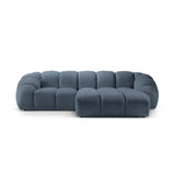Diana 3-Sitzer Ecksofa Rechts, mit Bezug aus Strukturierter Stoff (Bub15) in Blau Jeans, 294x182 cm – Bild 1