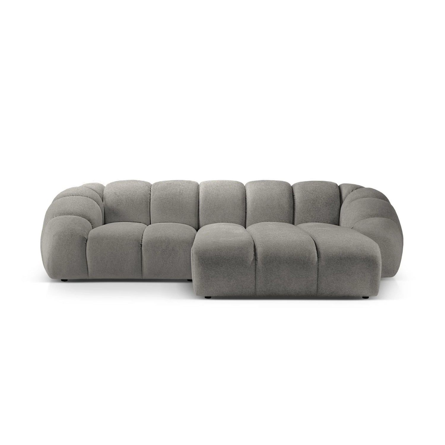 Diana 3-Sitzer Ecksofa Rechts, mit Bezug aus Strukturierter Stoff (Bub7) in Hellgrau, 294x182 cm – Bild 1