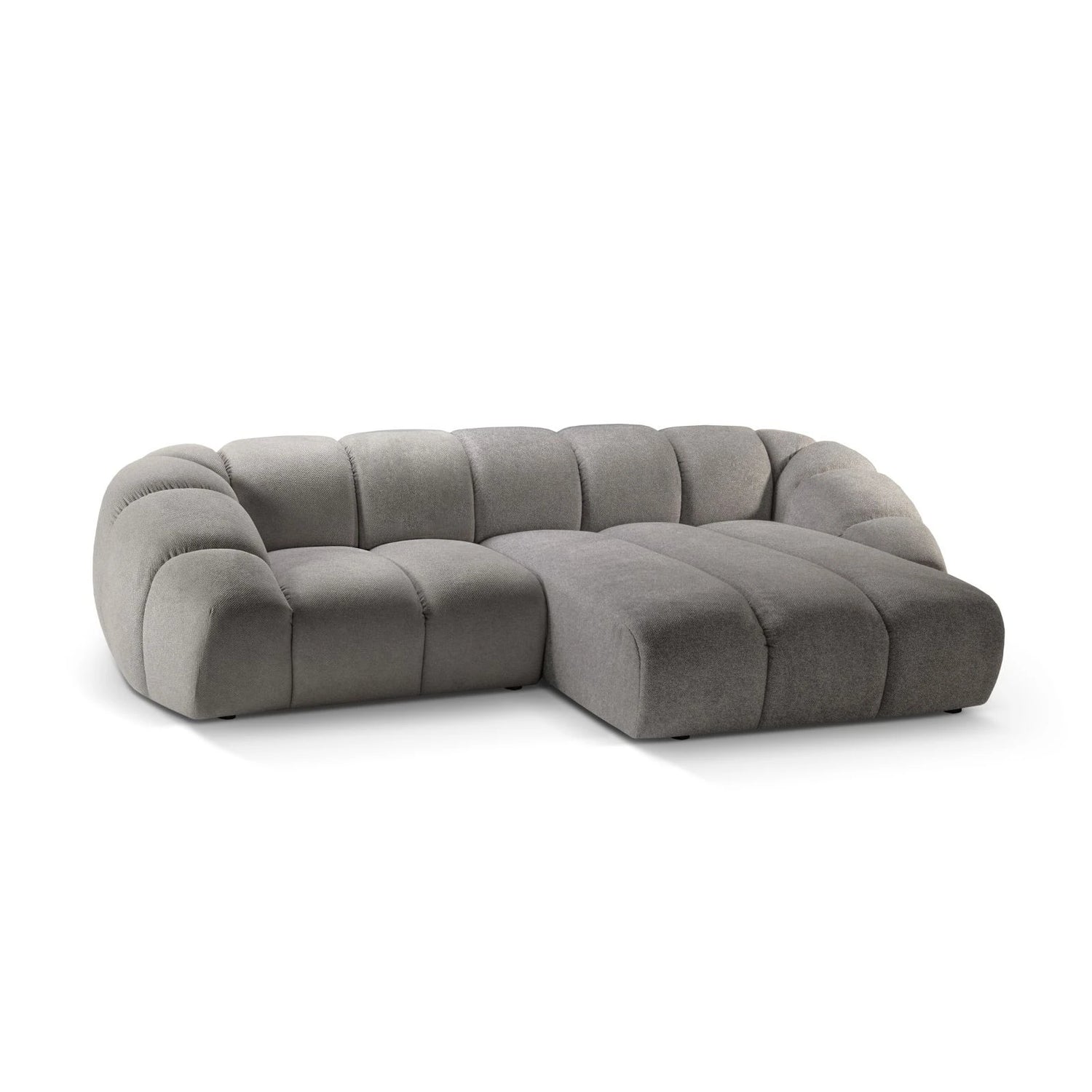 Diana 3-Sitzer Ecksofa Rechts, mit Bezug aus Strukturierter Stoff (Bub7) in Hellgrau, 294x182 cm – Bild 4