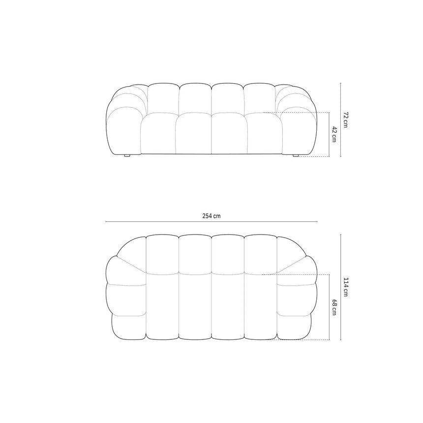 Diana 3-Sitzer Sofa mit Bezug aus Samt (Sal14) in Terrakotta, 254x114 cm – Bild 2