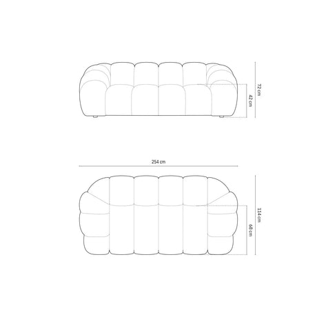 Diana 3-Sitzer Sofa mit Bezug aus Samt (Sal17) in Grau, 254x114 cm – Bild 2