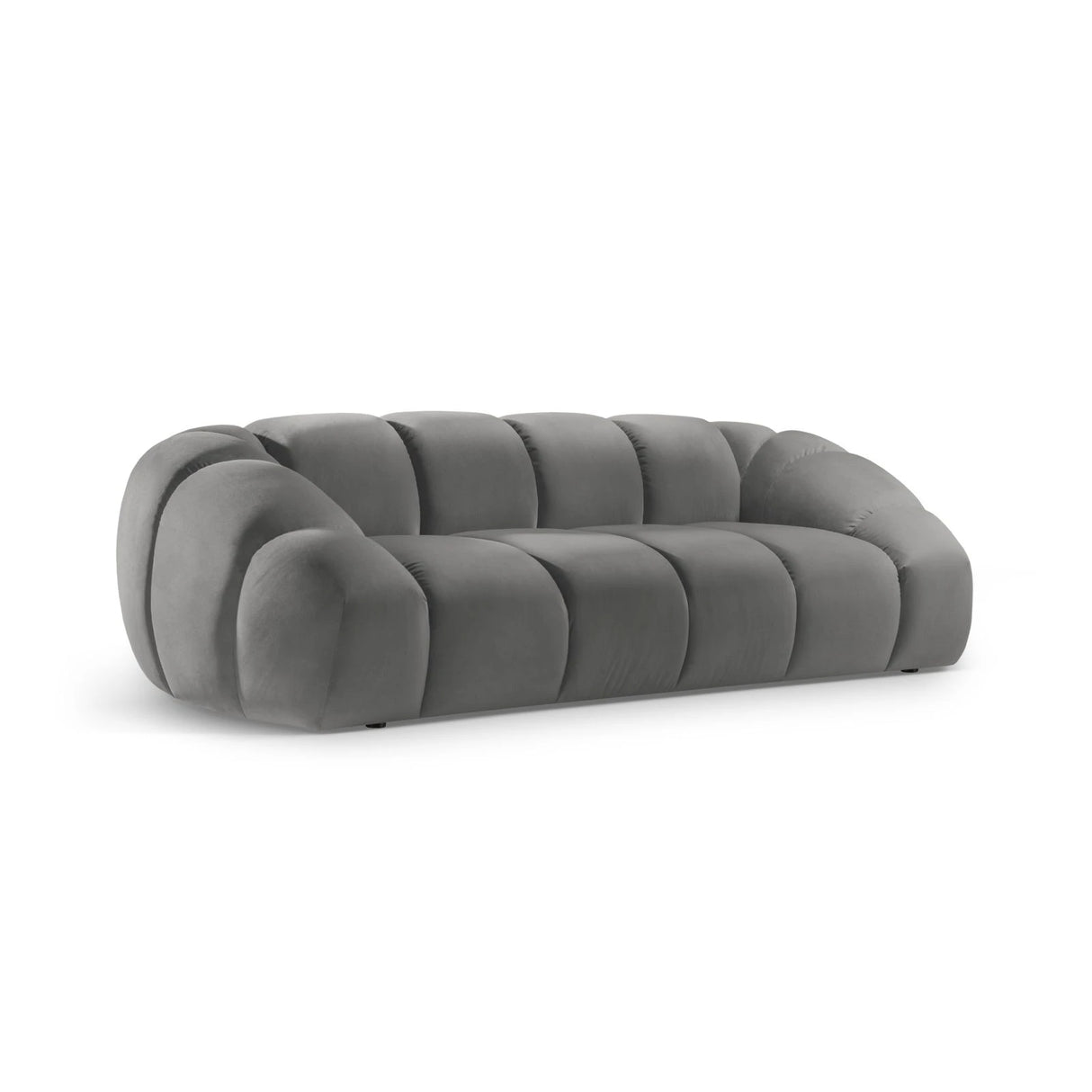 Diana 3-Sitzer Sofa mit Bezug aus Samt (Sal17) in Grau, 254x114 cm – Bild 3