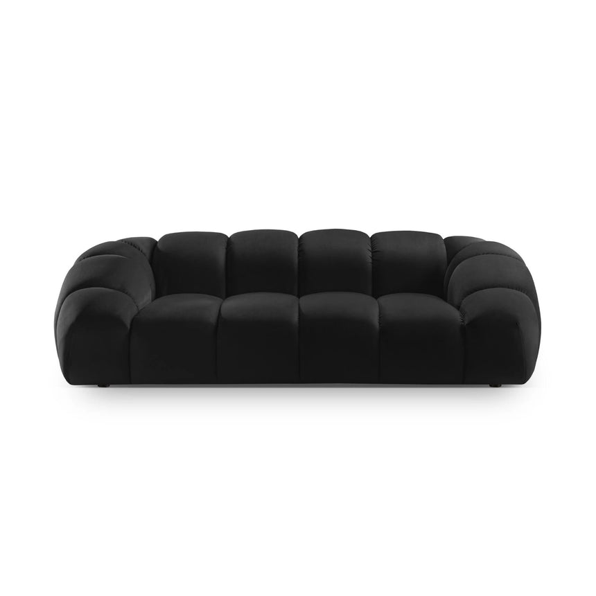 Diana 3-Sitzer Sofa mit Bezug aus Samt (Sal19) in Schwarz, 254x114 cm – Bild 1