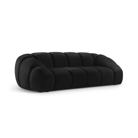 Diana 3-Sitzer Sofa mit Bezug aus Samt (Sal19) in Schwarz, 254x114 cm – Bild 3
