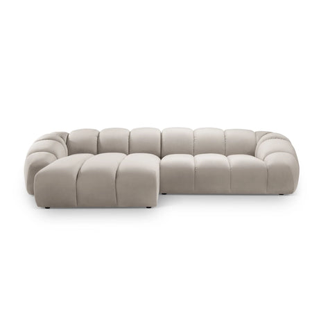 Diana 4-Sitzer Ecksofa Links, mit Bezug aus Samt (Sal1) in Beige, 334x182 cm – Bild 1