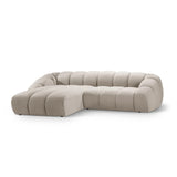 Diana 4-Sitzer Ecksofa Links, mit Bezug aus Samt (Sal1) in Beige, 334x182 cm – Bild 3
