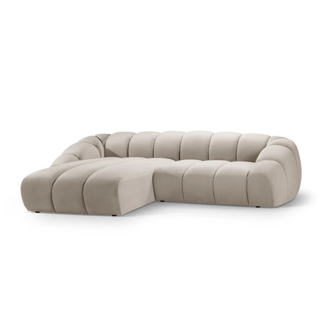 Diana 4-Sitzer Ecksofa Links, mit Bezug aus Samt (Sal1) in Beige, 334x182 cm – Bild 3