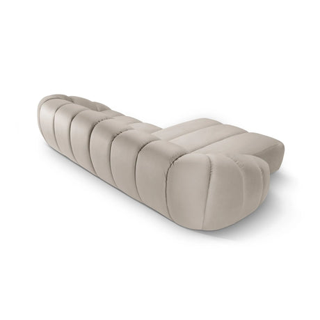 Diana 4-Sitzer Ecksofa Links, mit Bezug aus Samt (Sal1) in Beige, 334x182 cm – Bild 4