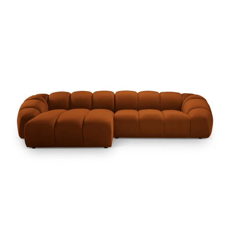 Diana 4-Sitzer Ecksofa Links, mit Bezug aus Samt (Sal14) in Terrakotta, 334x182 cm – Bild 1