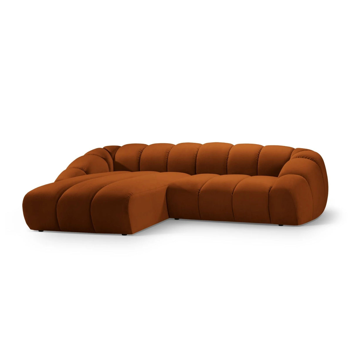 Diana 4-Sitzer Ecksofa Links, mit Bezug aus Samt (Sal14) in Terrakotta, 334x182 cm – Bild 3