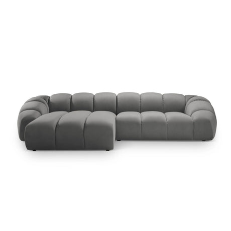 Diana 4-Sitzer Ecksofa Links, mit Bezug aus Samt (Sal17) in Grau, 334x182 cm – Bild 1