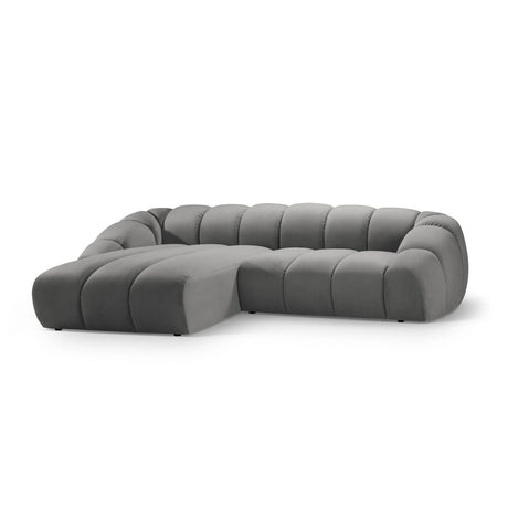 Diana 4-Sitzer Ecksofa Links, mit Bezug aus Samt (Sal17) in Grau, 334x182 cm – Bild 3