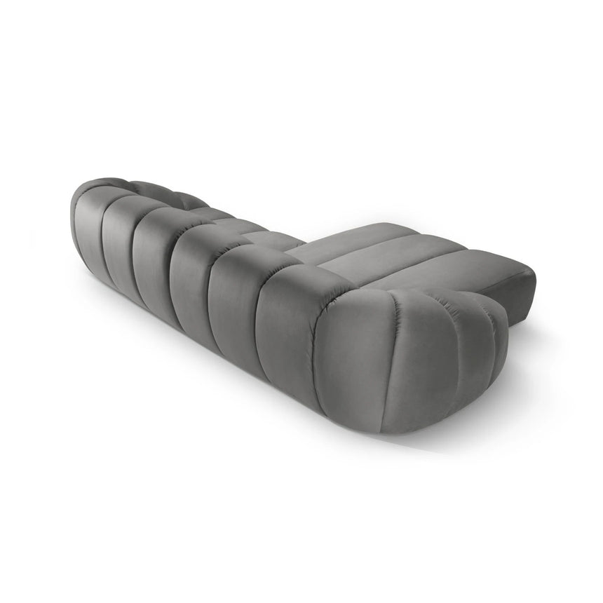 Diana 4-Sitzer Ecksofa Links, mit Bezug aus Samt (Sal17) in Grau, 334x182 cm – Bild 4