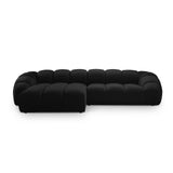 Diana 4-Sitzer Ecksofa Links, mit Bezug aus Samt (Sal19) in Schwarz, 334x182 cm – Bild 1