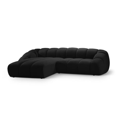 Diana 4-Sitzer Ecksofa Links, mit Bezug aus Samt (Sal19) in Schwarz, 334x182 cm – Bild 3