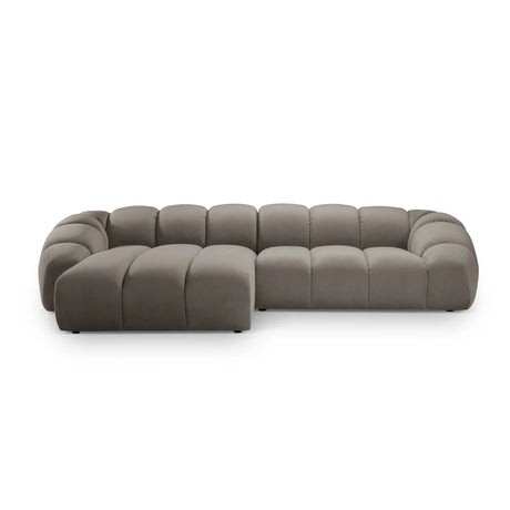 Diana 4-Sitzer Ecksofa Links, mit Bezug aus Samt (Sal3) in Grey Brown, 334x182 cm – Bild 1