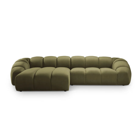 Diana 4-Sitzer Ecksofa Links, mit Bezug aus Samt (Sal8) in Grün, 334x182 cm – Bild 1