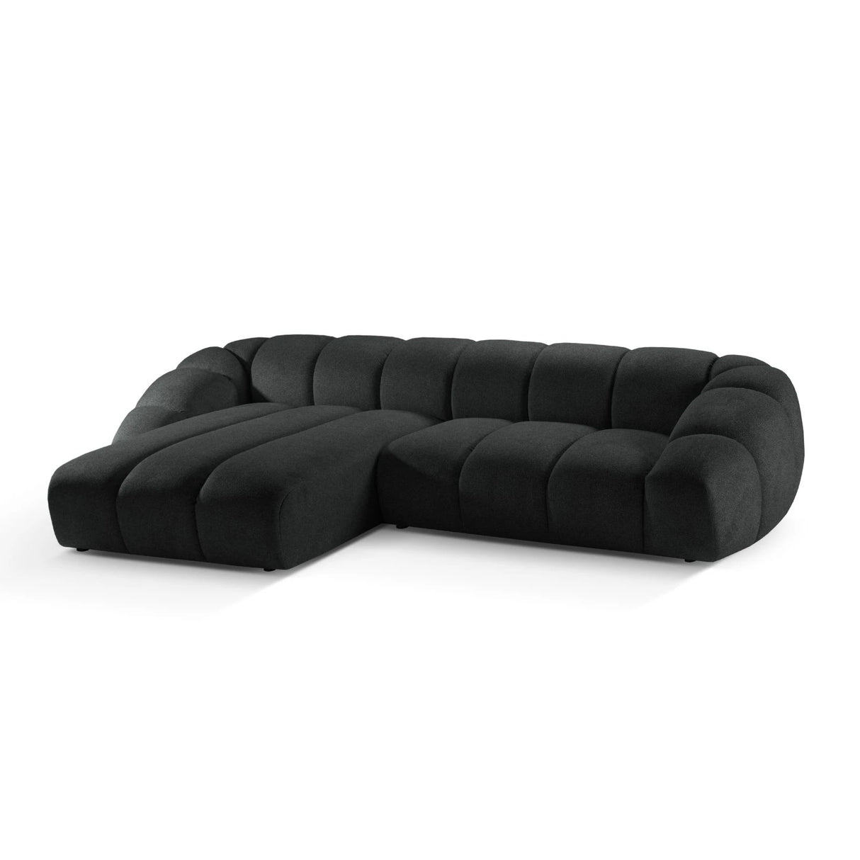 Diana 4-Sitzer Ecksofa Links, mit Bezug aus Strukturierter Stoff (Bub17) in Anthrazit, 334x182 cm – Bild 4