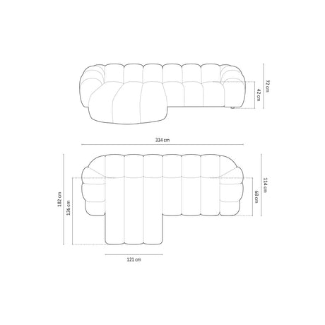 Diana 4-Sitzer Ecksofa Links, mit Bezug aus Strukturierter Stoff (Bub3) in Dunkelbeige, 334x182 cm – Bild 3