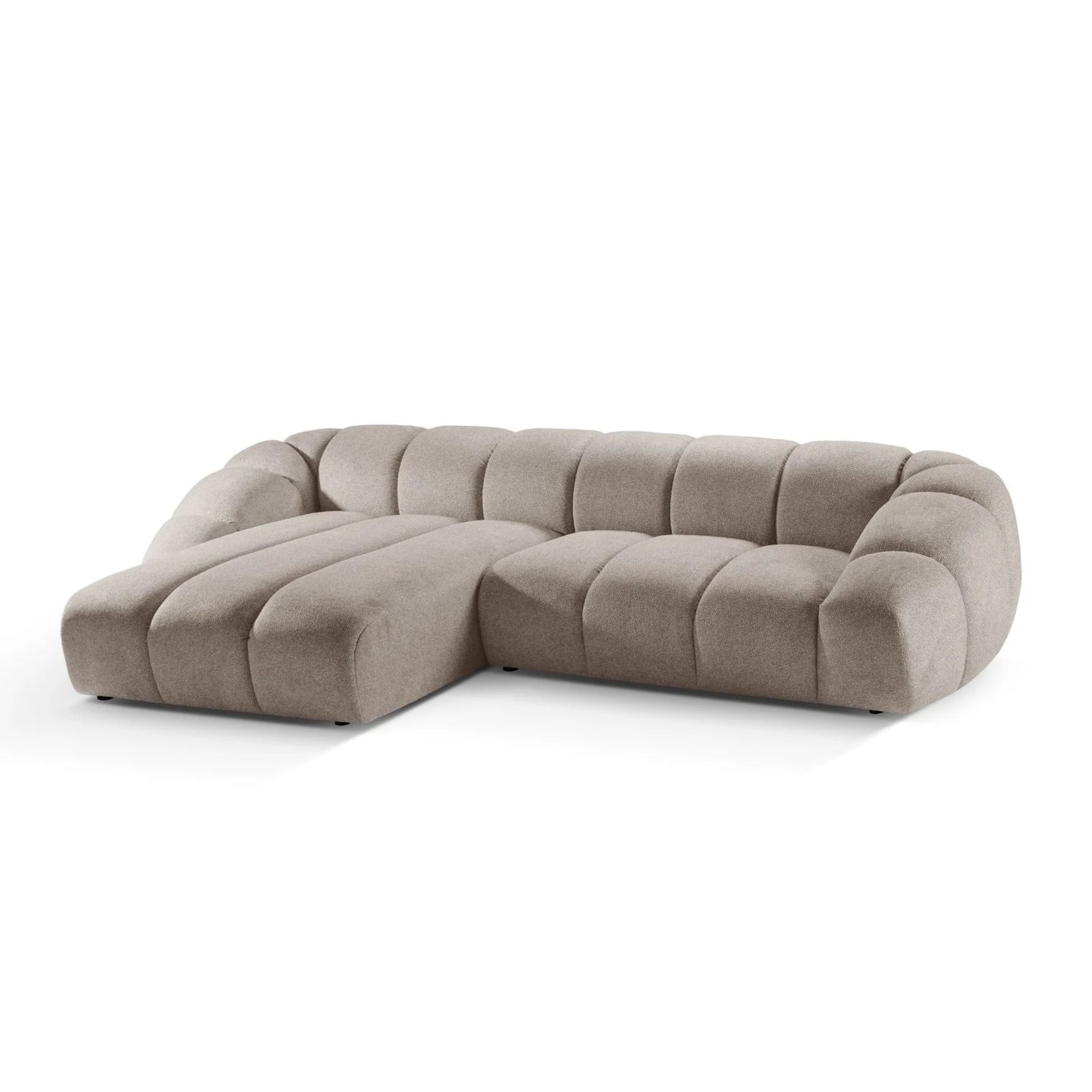 Diana 4-Sitzer Ecksofa Links, mit Bezug aus Strukturierter Stoff (Bub3) in Dunkelbeige, 334x182 cm – Bild 4
