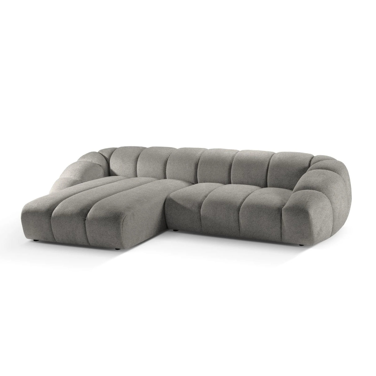 Diana 4-Sitzer Ecksofa Links, mit Bezug aus Strukturierter Stoff (Bub7) in Hellgrau, 334x182 cm – Bild 4