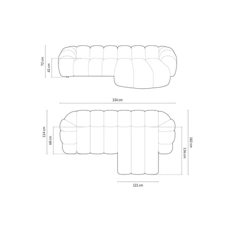 Diana 4-Sitzer Ecksofa Rechts, mit Bezug aus 3D (Son12) in Steel, 334x182 cm – Bild 3