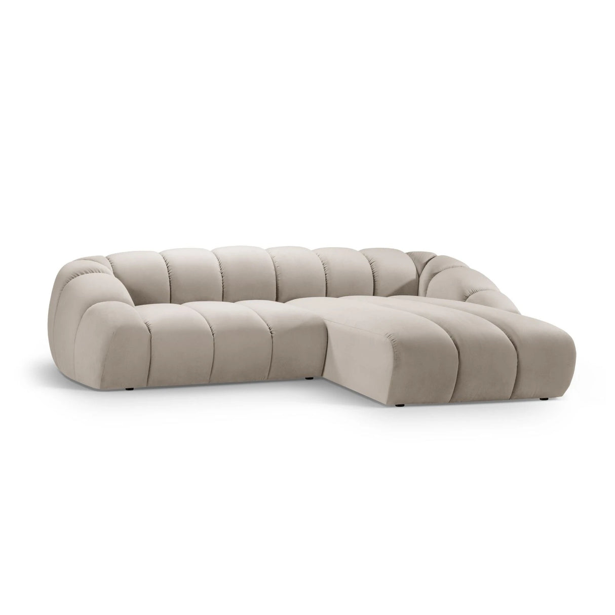 Diana 4-Sitzer Ecksofa Rechts, mit Bezug aus Samt (Sal1) in Beige, 334x182 cm – Bild 3