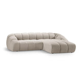 Diana 4-Sitzer Ecksofa Rechts, mit Bezug aus Samt (Sal1) in Beige, 334x182 cm – Bild 3