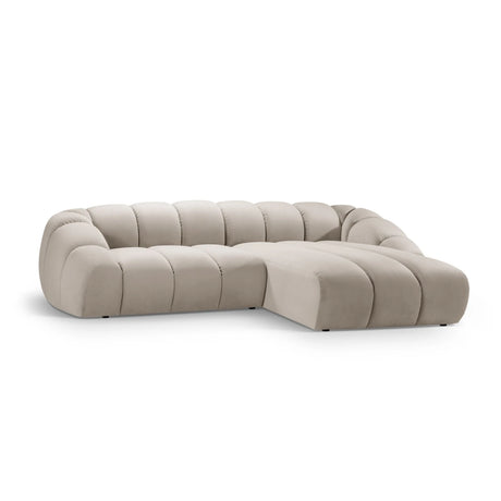 Diana 4-Sitzer Ecksofa Rechts, mit Bezug aus Samt (Sal1) in Beige, 334x182 cm – Bild 3
